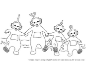 coloriage teletubbies marchent dans la neige